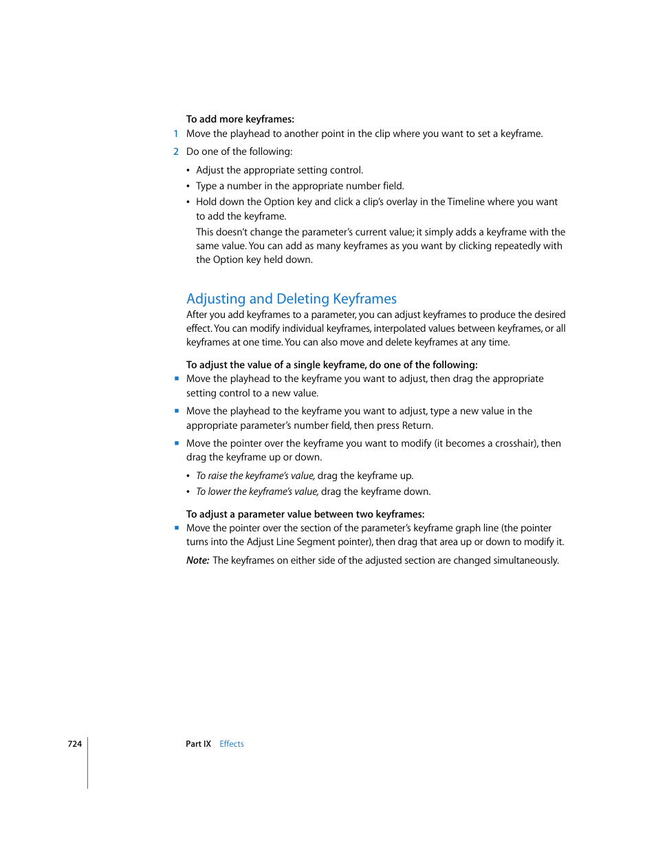 Adjusting and deleting keyframes | Apple Final Cut Express HD User Manual | Page 724 / 1153