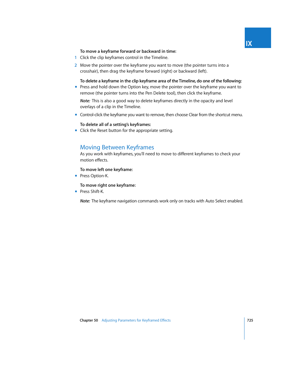 Moving between keyframes | Apple Final Cut Express HD User Manual | Page 725 / 1153