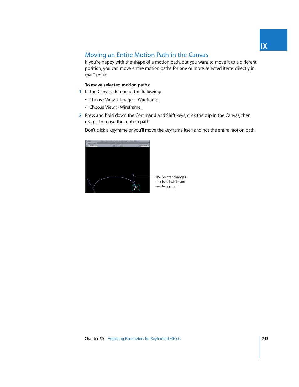 Moving an entire motion path in the canvas | Apple Final Cut Express HD User Manual | Page 743 / 1153