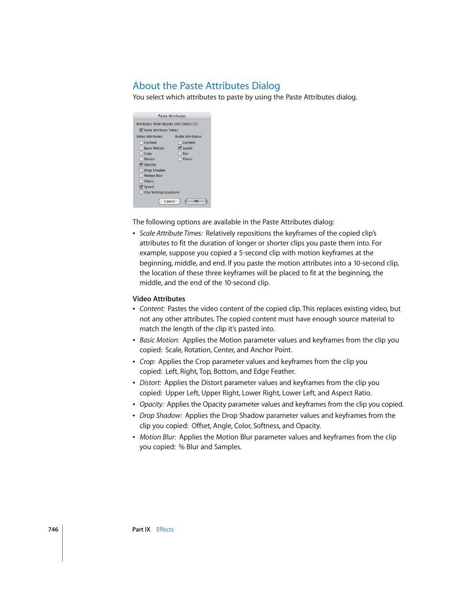 About the paste attributes dialog | Apple Final Cut Express HD User Manual | Page 746 / 1153