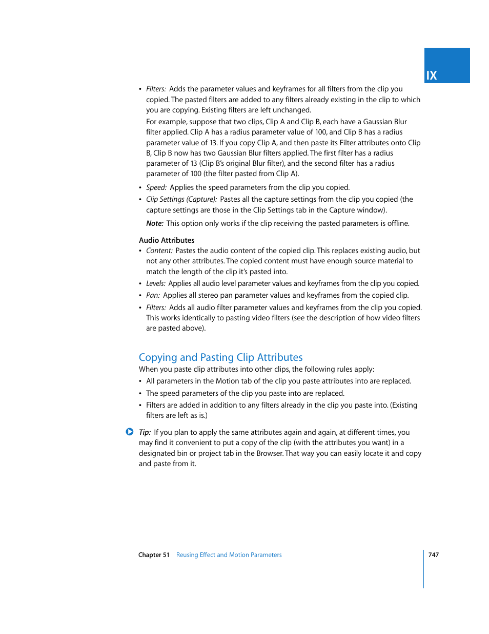 Copying and pasting clip attributes | Apple Final Cut Express HD User Manual | Page 747 / 1153