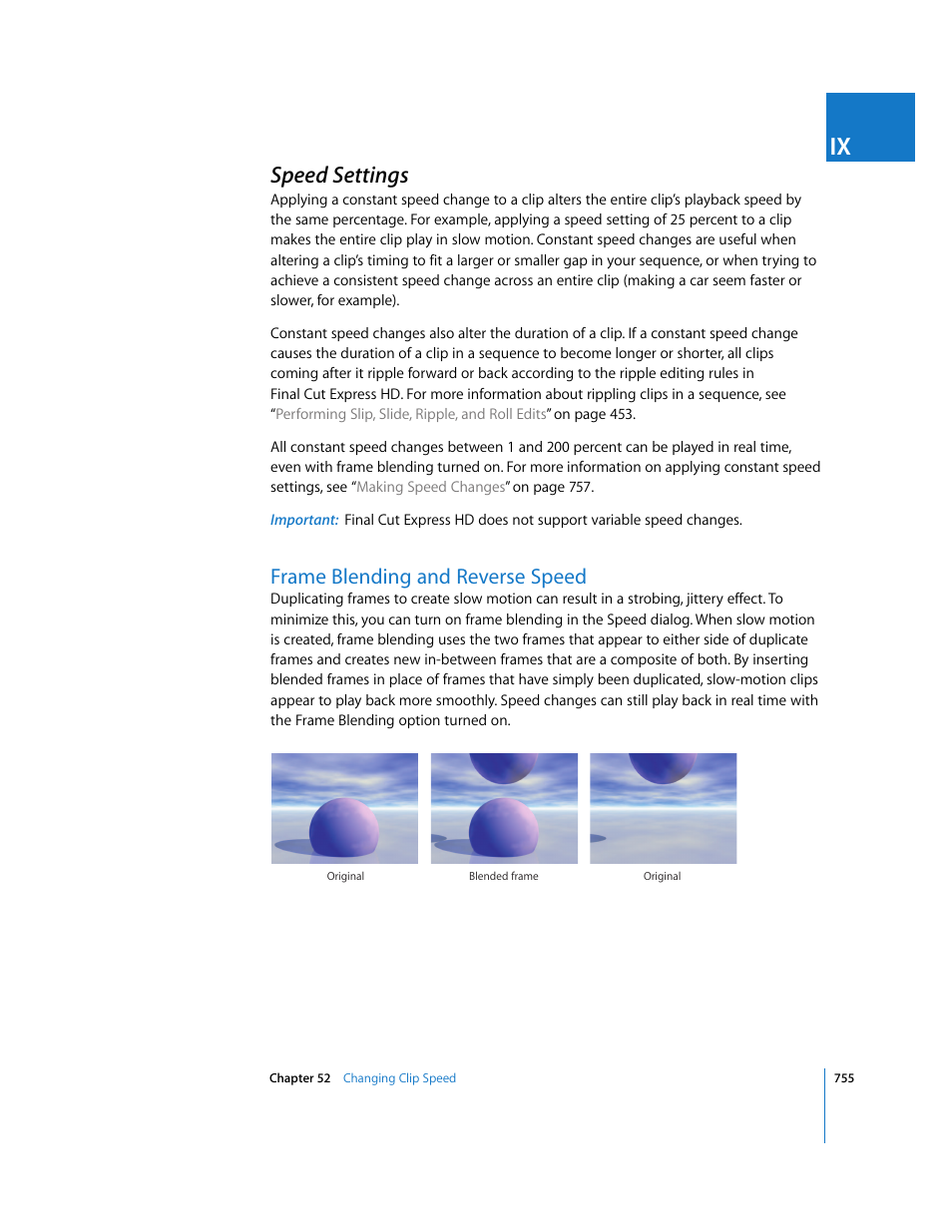 Speed settings, Frame blending and reverse speed, P. 755) | Apple Final Cut Express HD User Manual | Page 755 / 1153