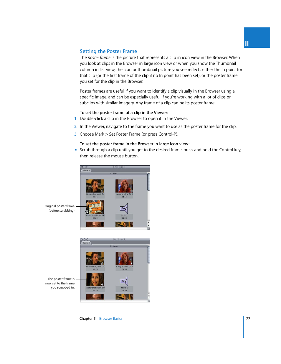 Setting the poster frame | Apple Final Cut Express HD User Manual | Page 77 / 1153