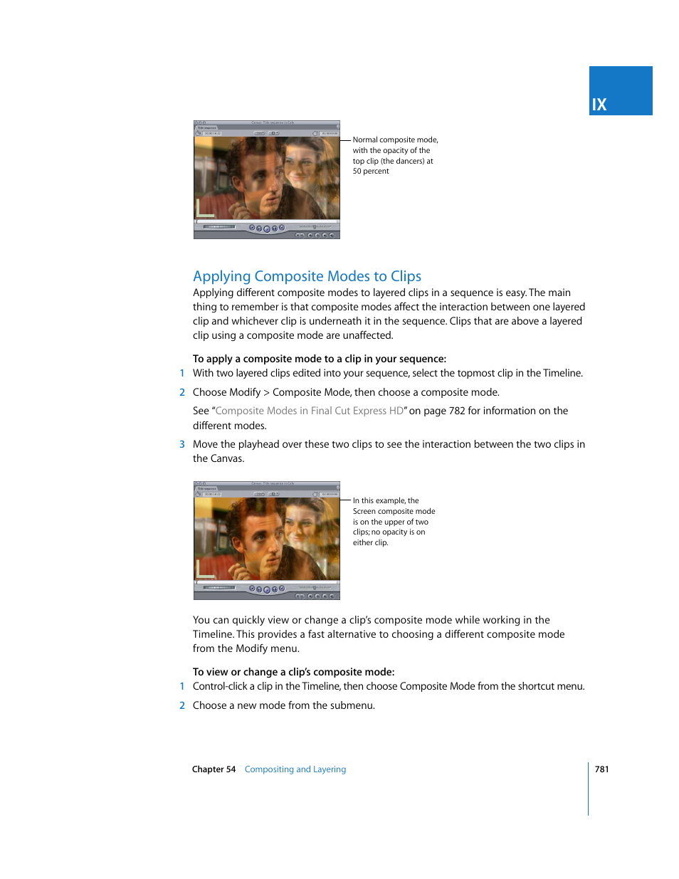 Applying composite modes to clips | Apple Final Cut Express HD User Manual | Page 781 / 1153