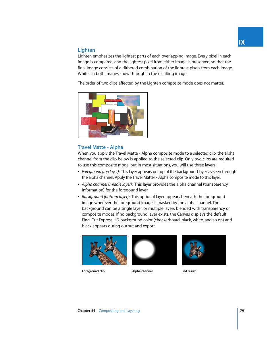 Lighten, Travel matte - alpha | Apple Final Cut Express HD User Manual | Page 791 / 1153