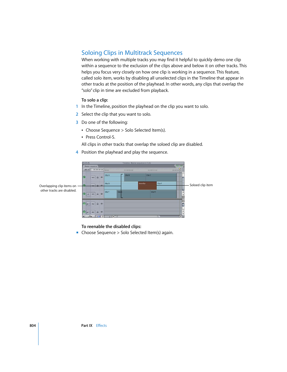 Soloing clips in multitrack sequences | Apple Final Cut Express HD User Manual | Page 804 / 1153