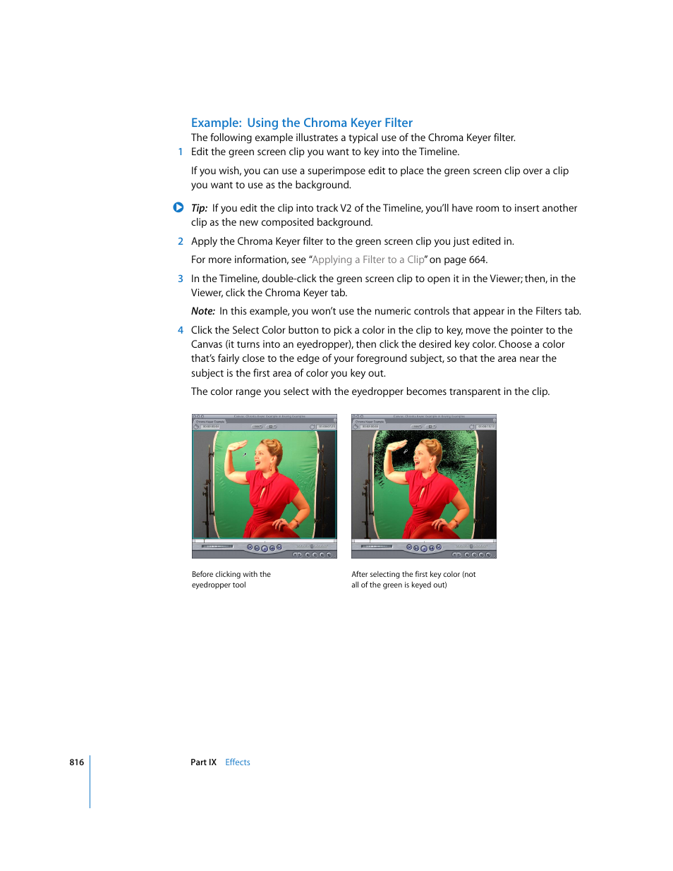 Example: using the chroma keyer filter | Apple Final Cut Express HD User Manual | Page 816 / 1153