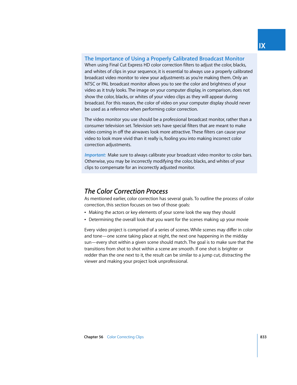 The color correction process, P. 833) | Apple Final Cut Express HD User Manual | Page 833 / 1153