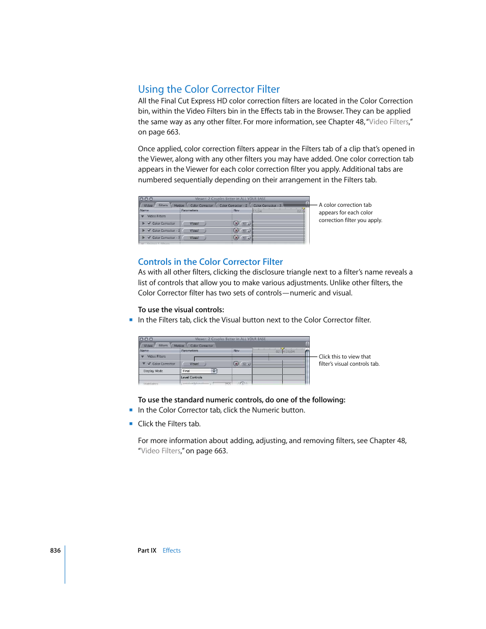 Using the color corrector filter, Controls in the color corrector filter | Apple Final Cut Express HD User Manual | Page 836 / 1153