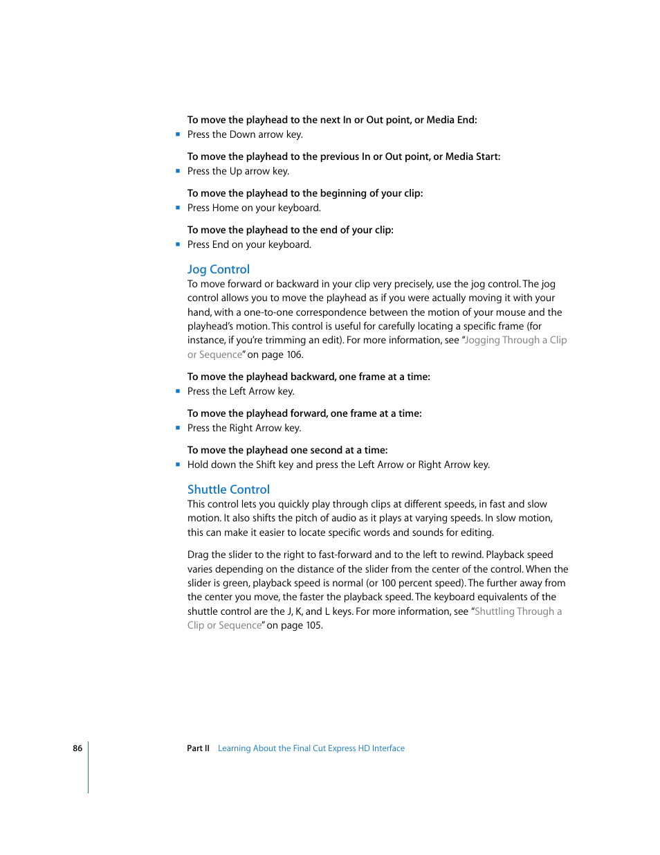 Jog control, Shuttle control | Apple Final Cut Express HD User Manual | Page 86 / 1153