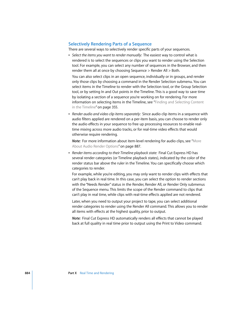 Selectively rendering parts of a sequence | Apple Final Cut Express HD User Manual | Page 884 / 1153