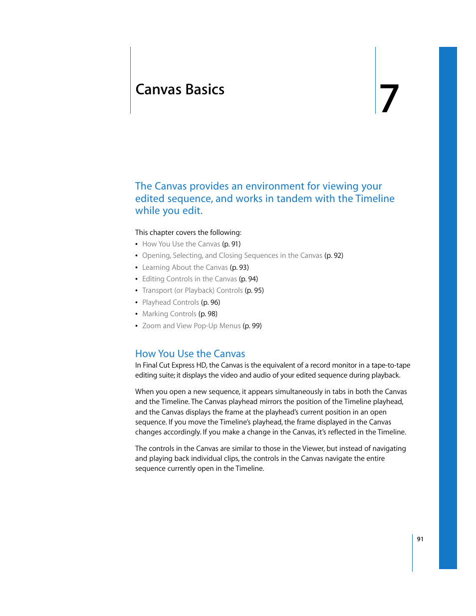 Canvas basics, How you use the canvas, Chapter 7 | Apple Final Cut Express HD User Manual | Page 91 / 1153