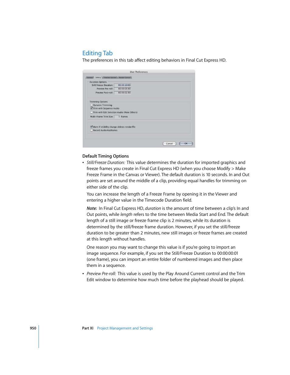 Editing tab, P. 950) | Apple Final Cut Express HD User Manual | Page 950 / 1153