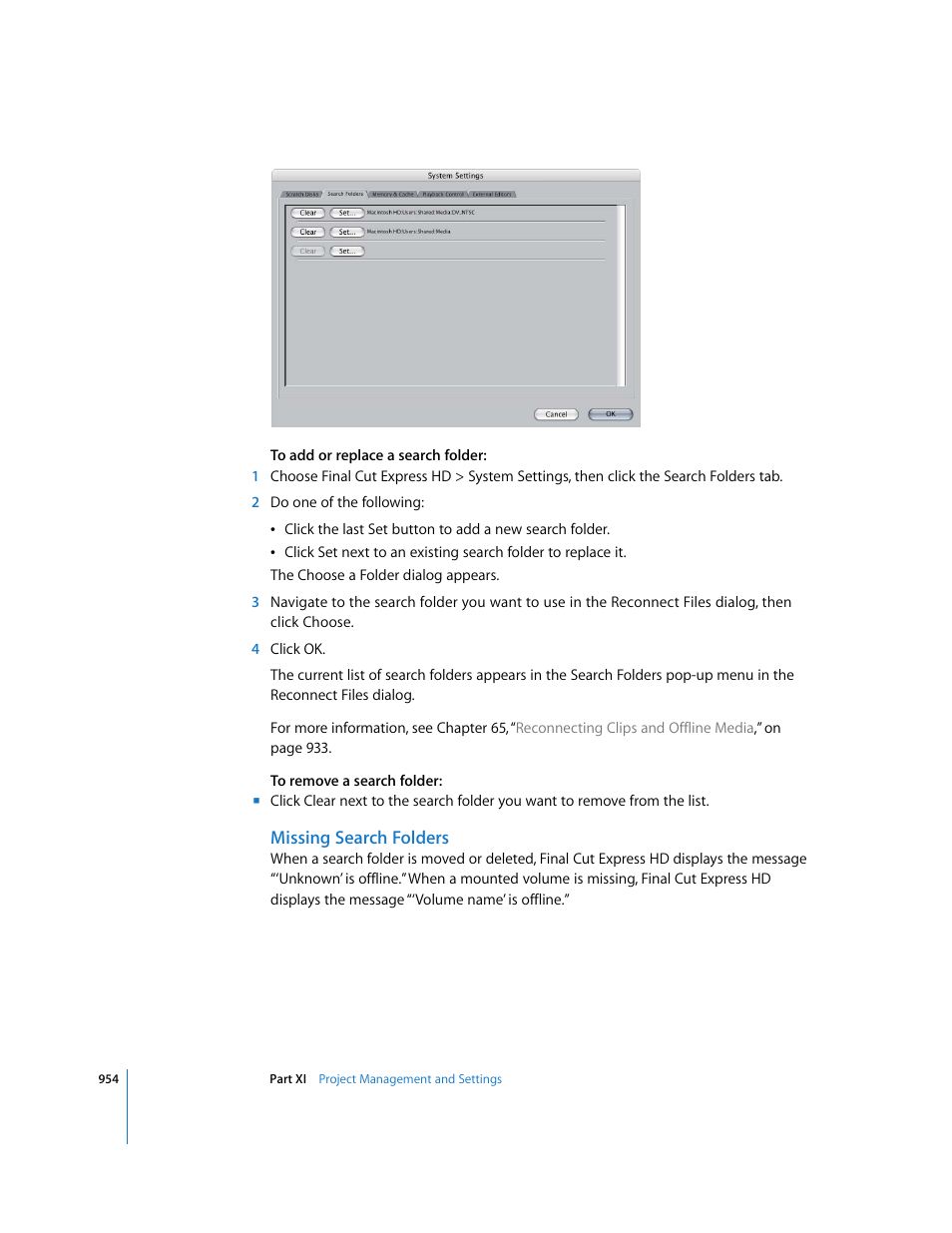 Missing search folders | Apple Final Cut Express HD User Manual | Page 954 / 1153