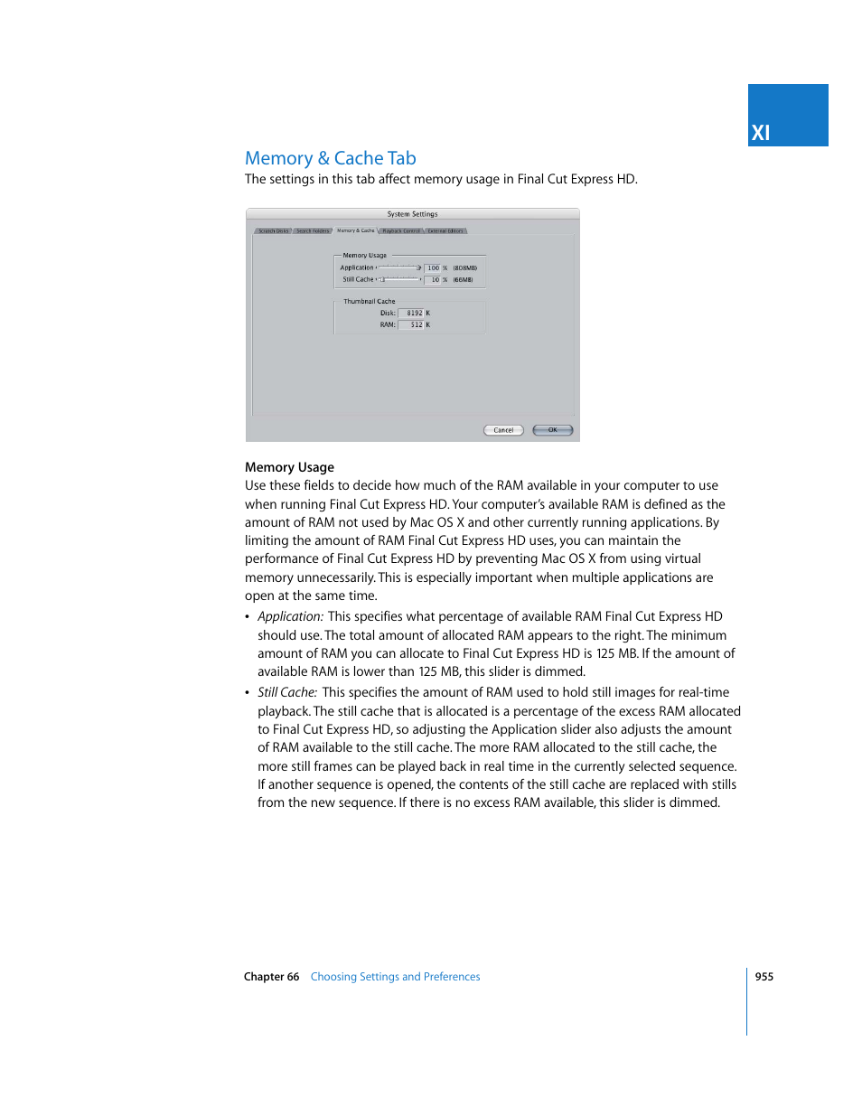 Memory & cache tab, P. 955) | Apple Final Cut Express HD User Manual | Page 955 / 1153