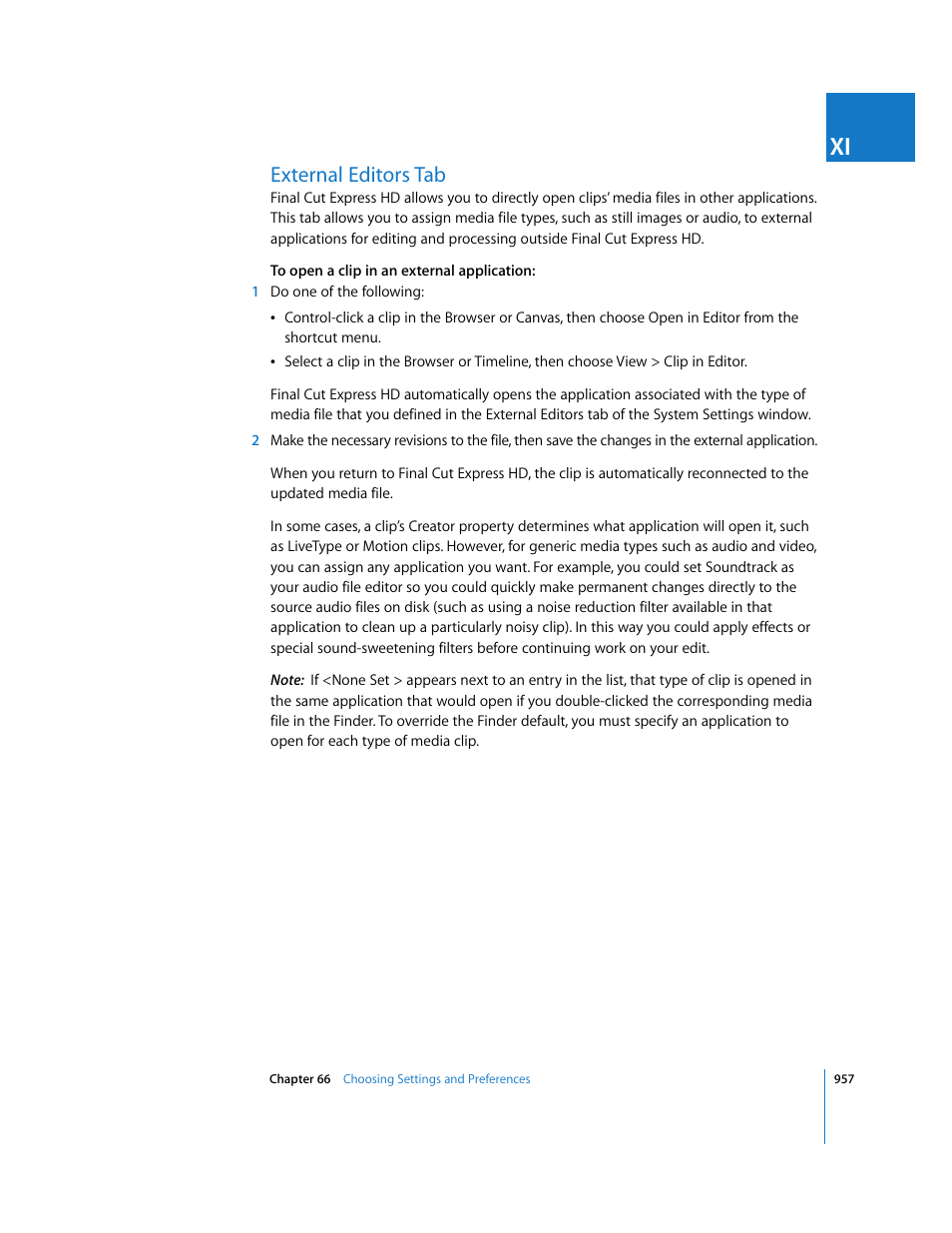 External editors tab, P. 957) | Apple Final Cut Express HD User Manual | Page 957 / 1153