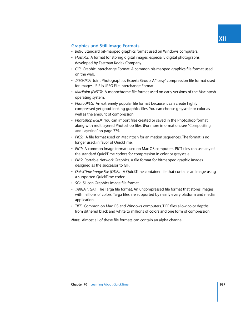 Graphics and still image formats | Apple Final Cut Express HD User Manual | Page 987 / 1153