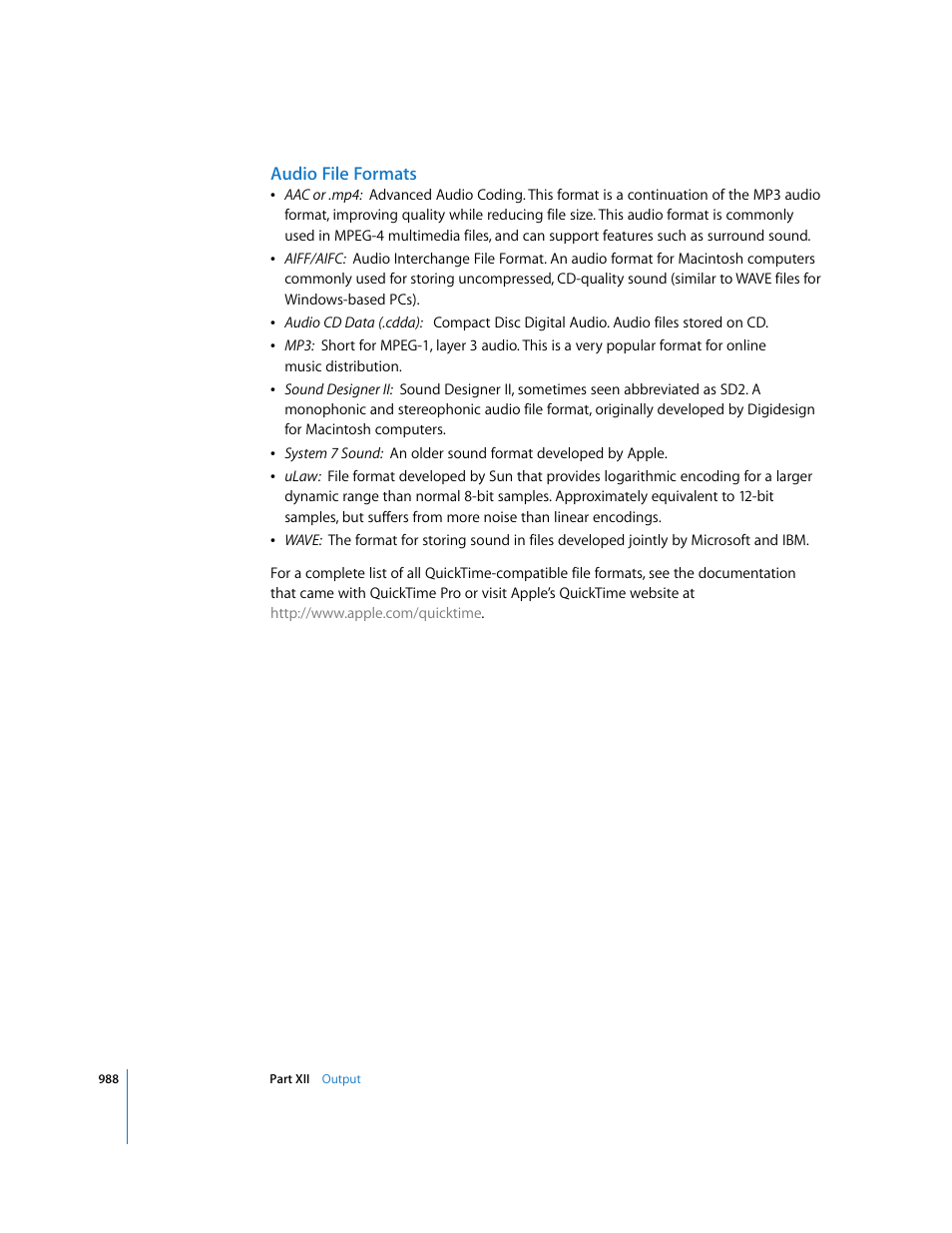 Audio file formats | Apple Final Cut Express HD User Manual | Page 988 / 1153