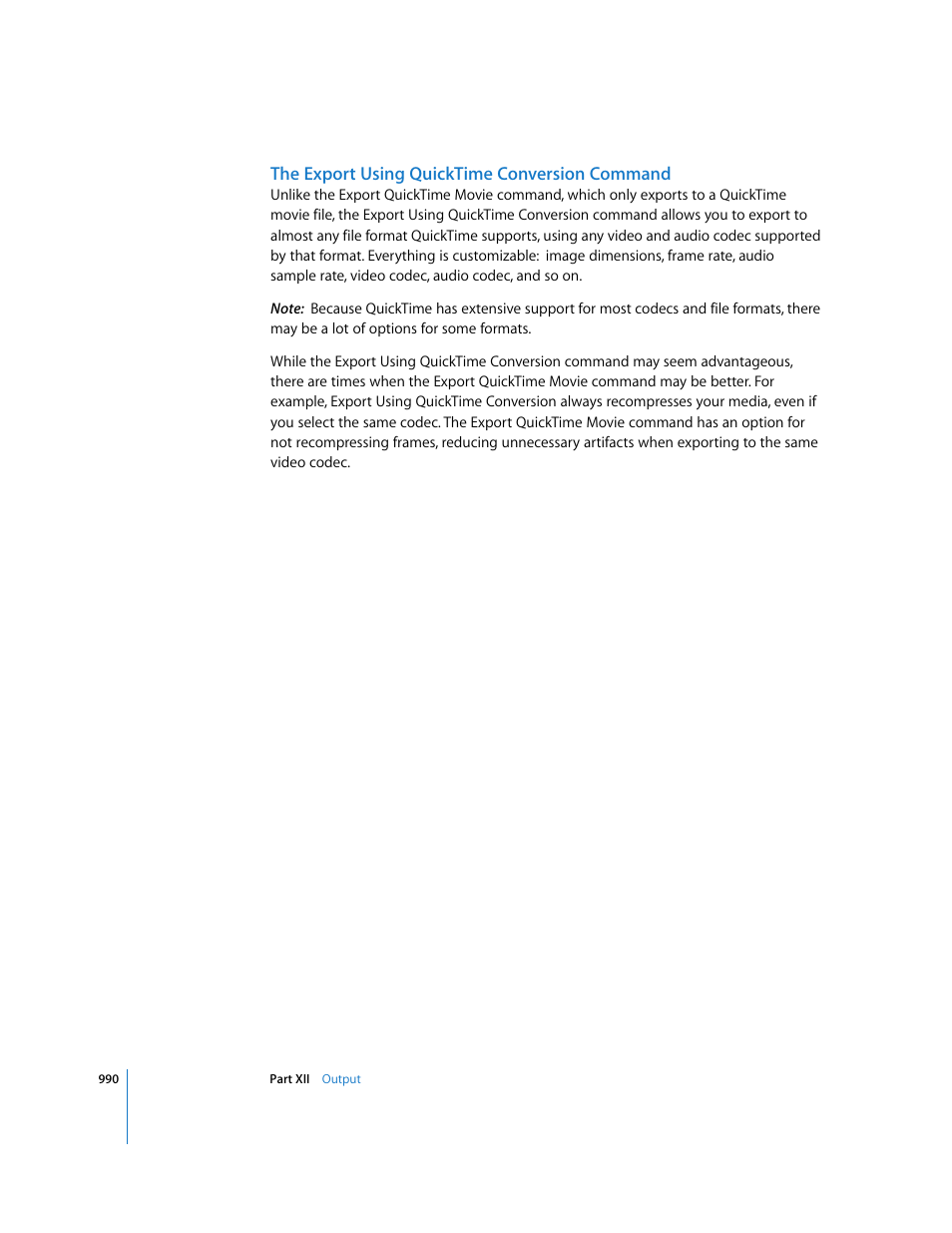 The export using quicktime conversion command | Apple Final Cut Express HD User Manual | Page 990 / 1153