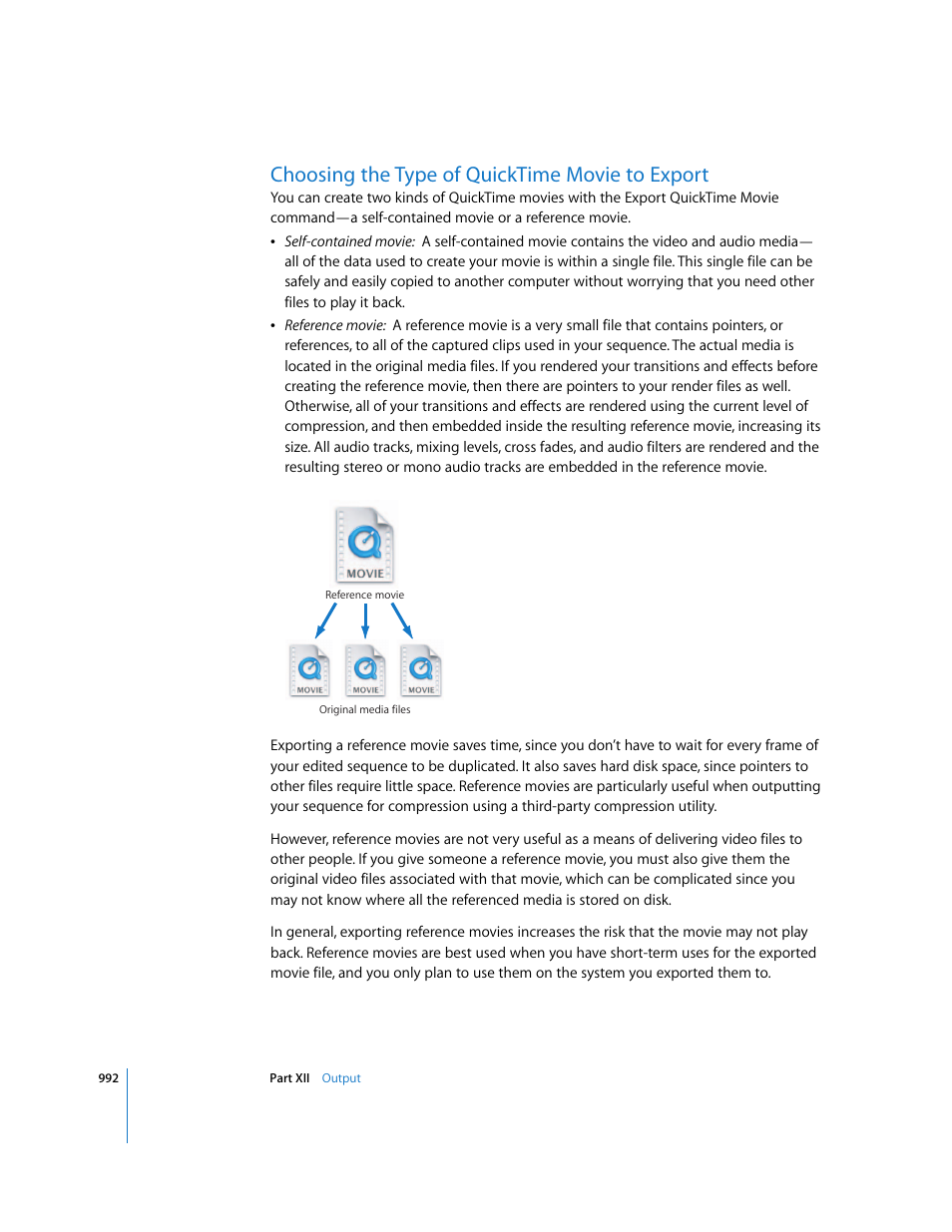 Choosing the type of quicktime movie to export, P. 992) | Apple Final Cut Express HD User Manual | Page 992 / 1153