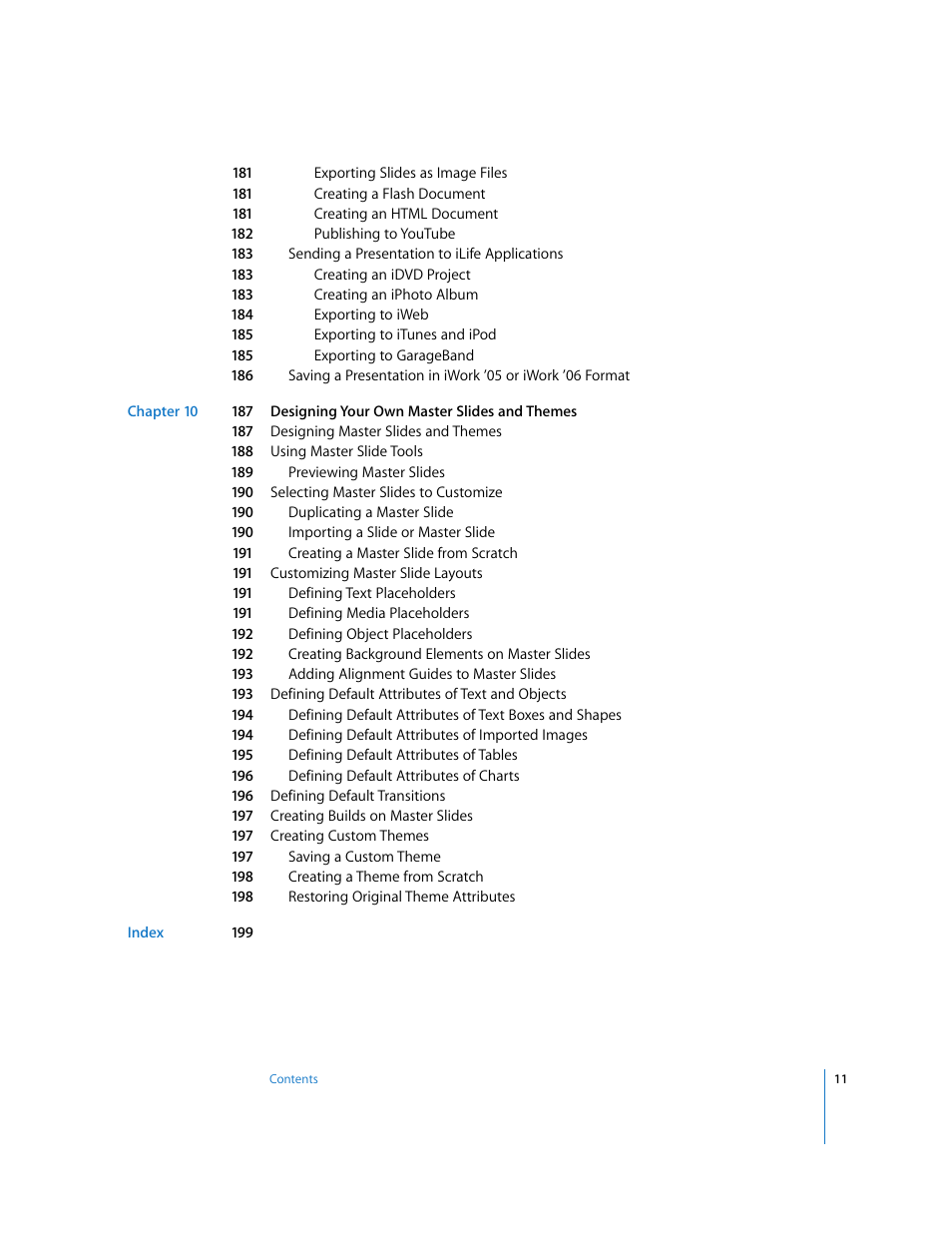 Apple Keynote '08 User Manual | Page 11 / 204