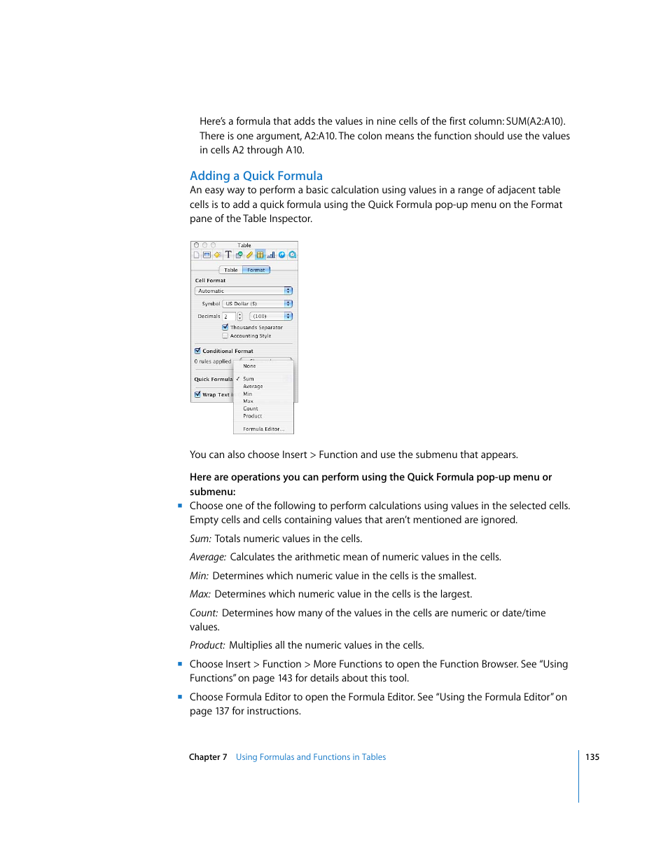 Adding a quick formula | Apple Keynote '08 User Manual | Page 135 / 204