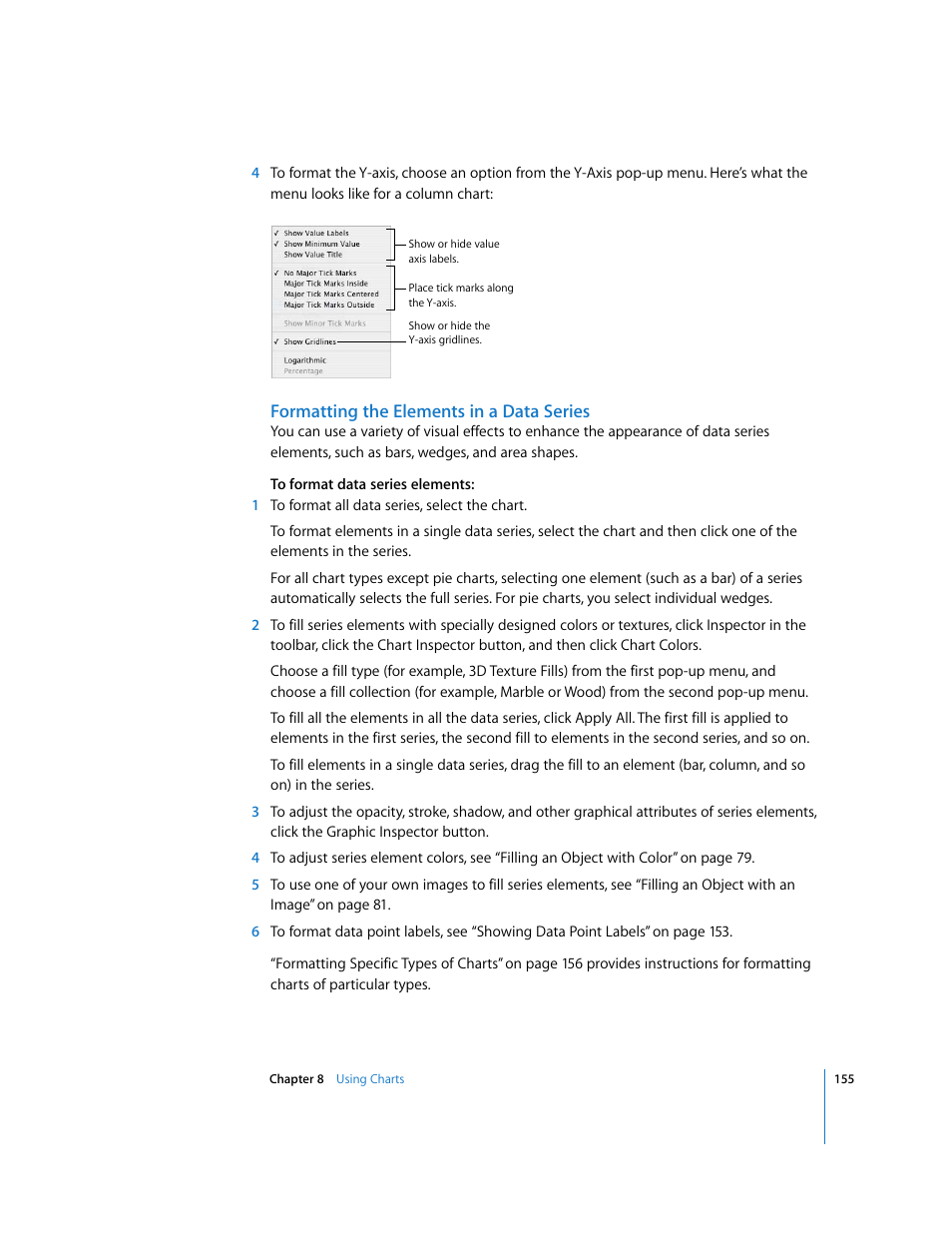 Formatting the elements in a data series | Apple Keynote '08 User Manual | Page 155 / 204