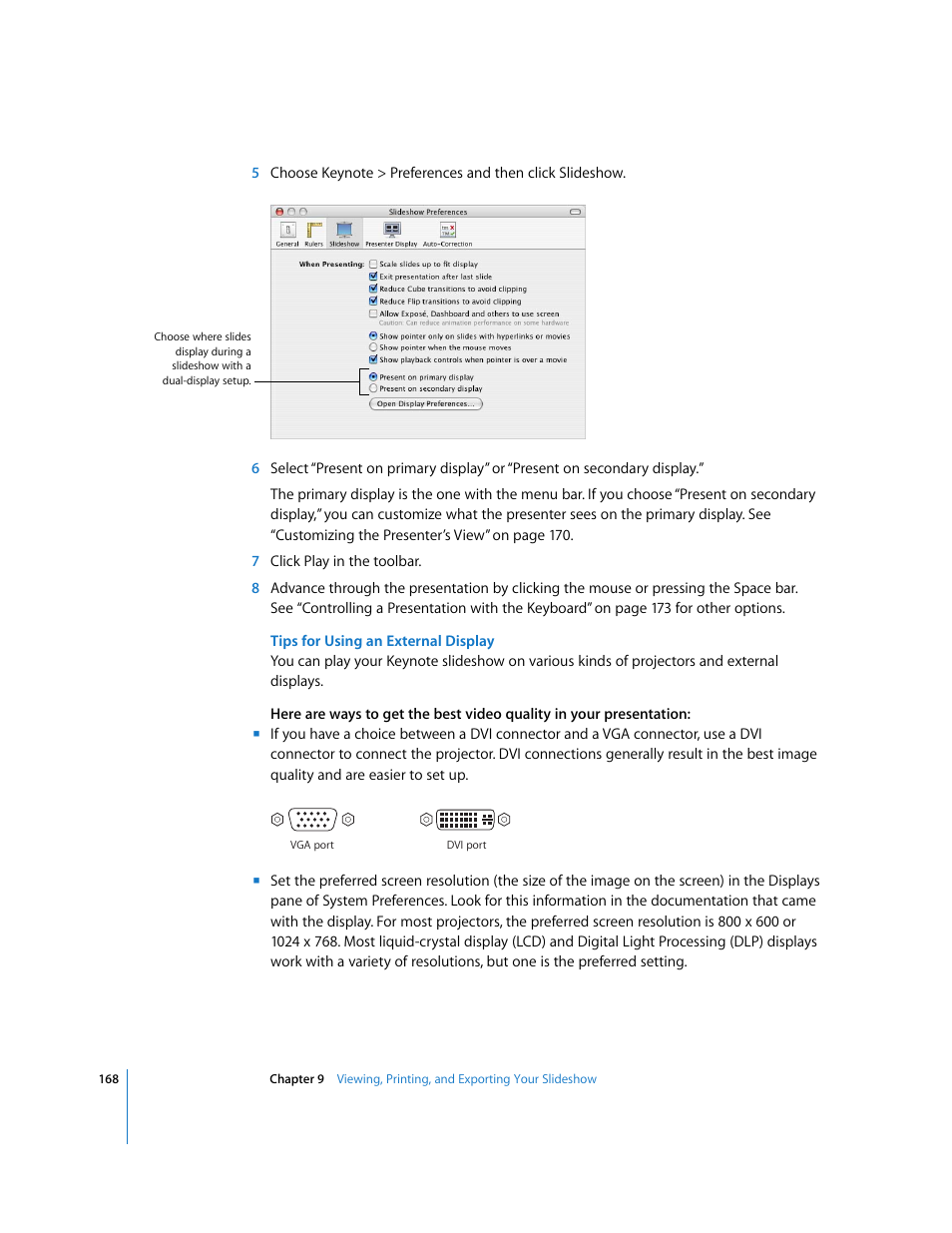 Tips for using an external display | Apple Keynote '08 User Manual | Page 168 / 204