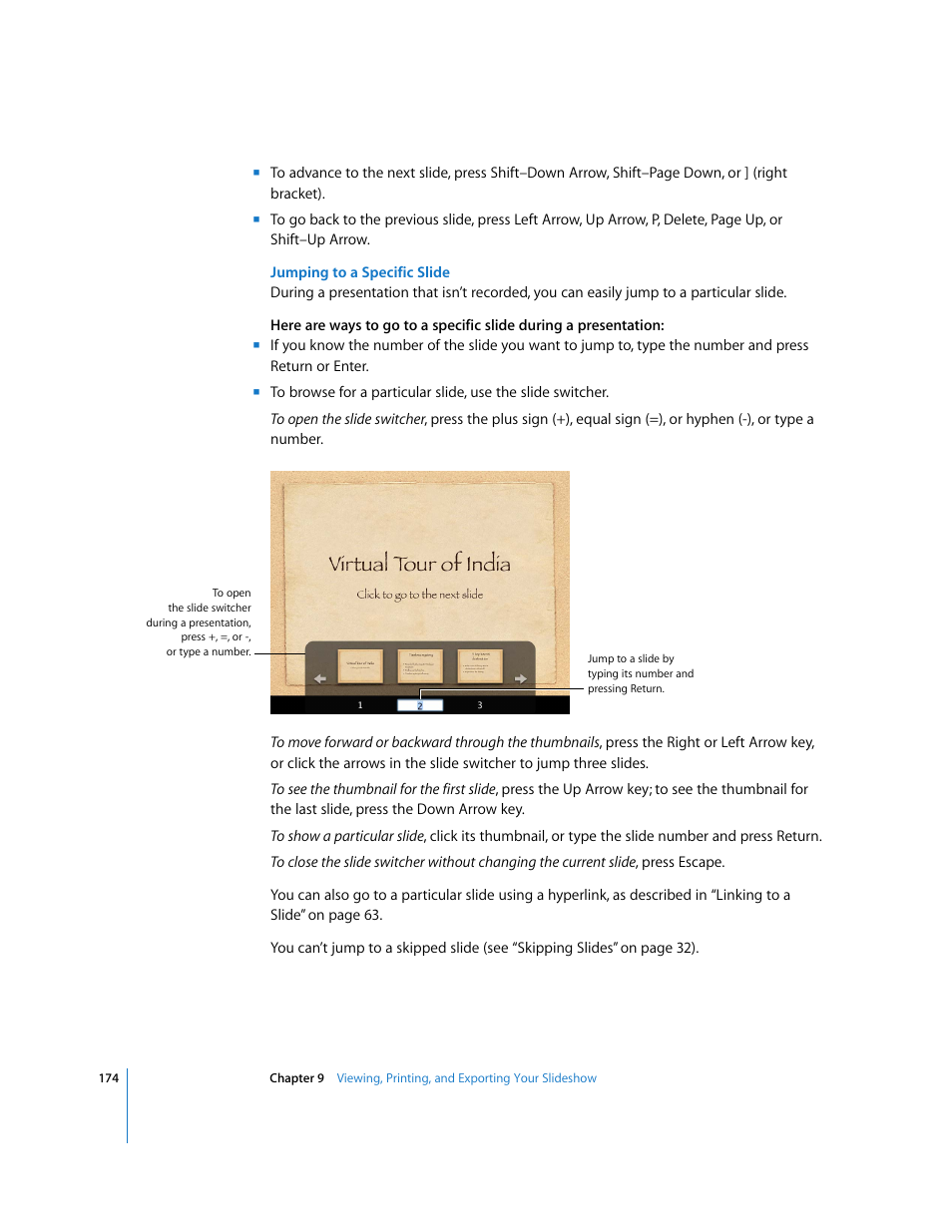 Jumping to a specific slide | Apple Keynote '08 User Manual | Page 174 / 204