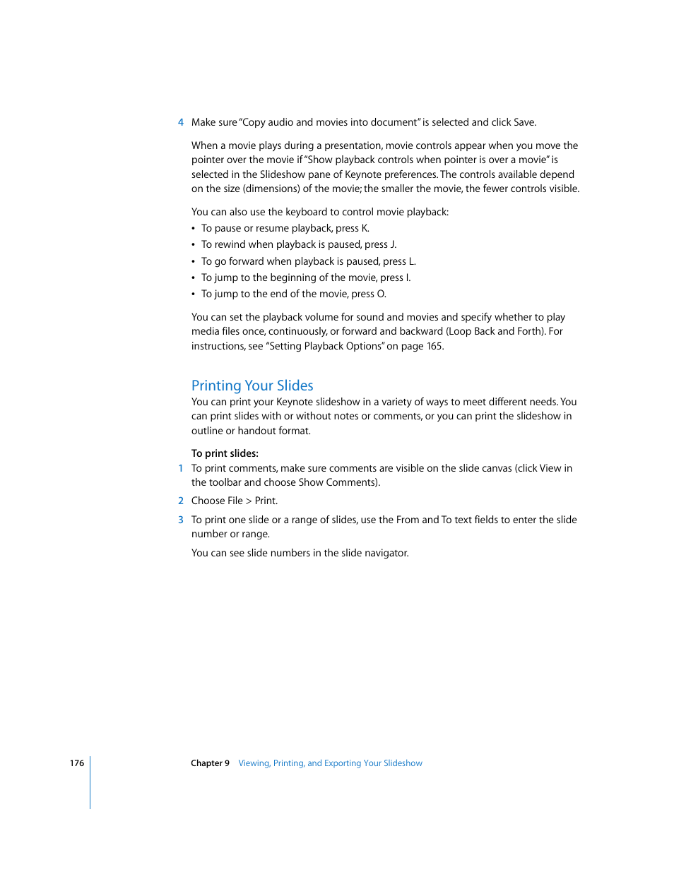 Printing your slides | Apple Keynote '08 User Manual | Page 176 / 204