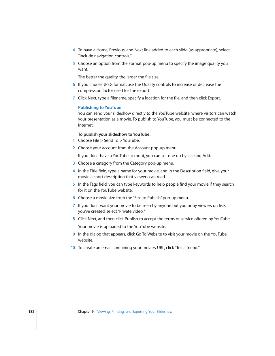Publishing to youtube | Apple Keynote '08 User Manual | Page 182 / 204