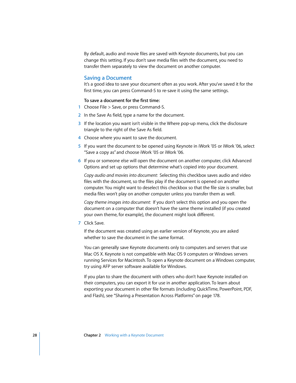 Saving a document | Apple Keynote '08 User Manual | Page 28 / 204