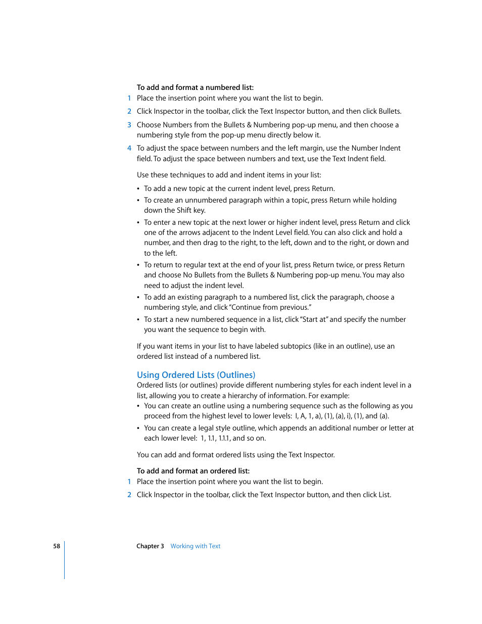 Using ordered lists (outlines) | Apple Keynote '08 User Manual | Page 58 / 204