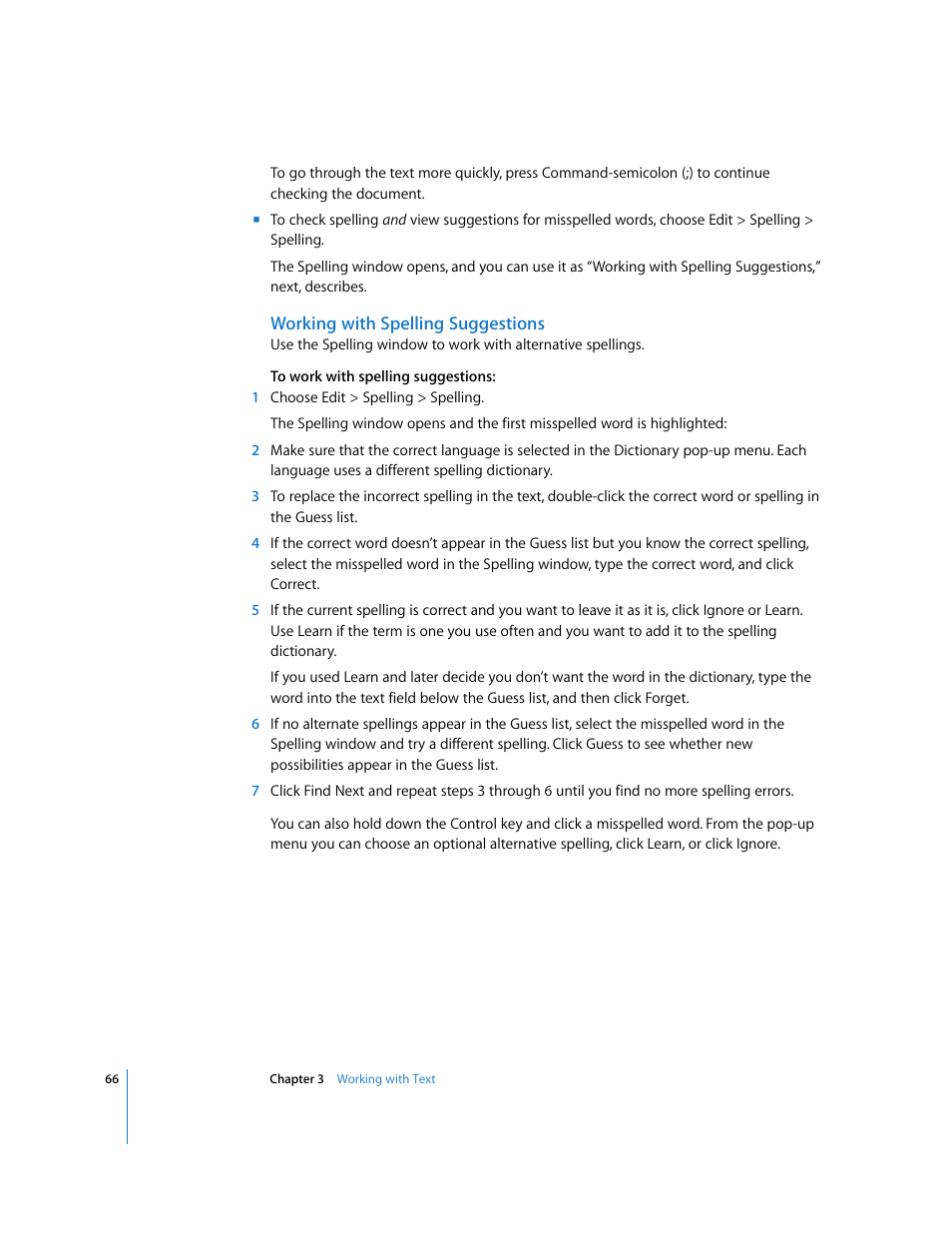 Working with spelling suggestions | Apple Keynote '08 User Manual | Page 66 / 204