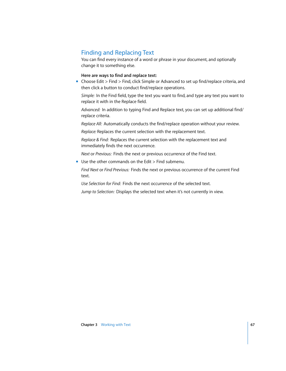 Finding and replacing text | Apple Keynote '08 User Manual | Page 67 / 204