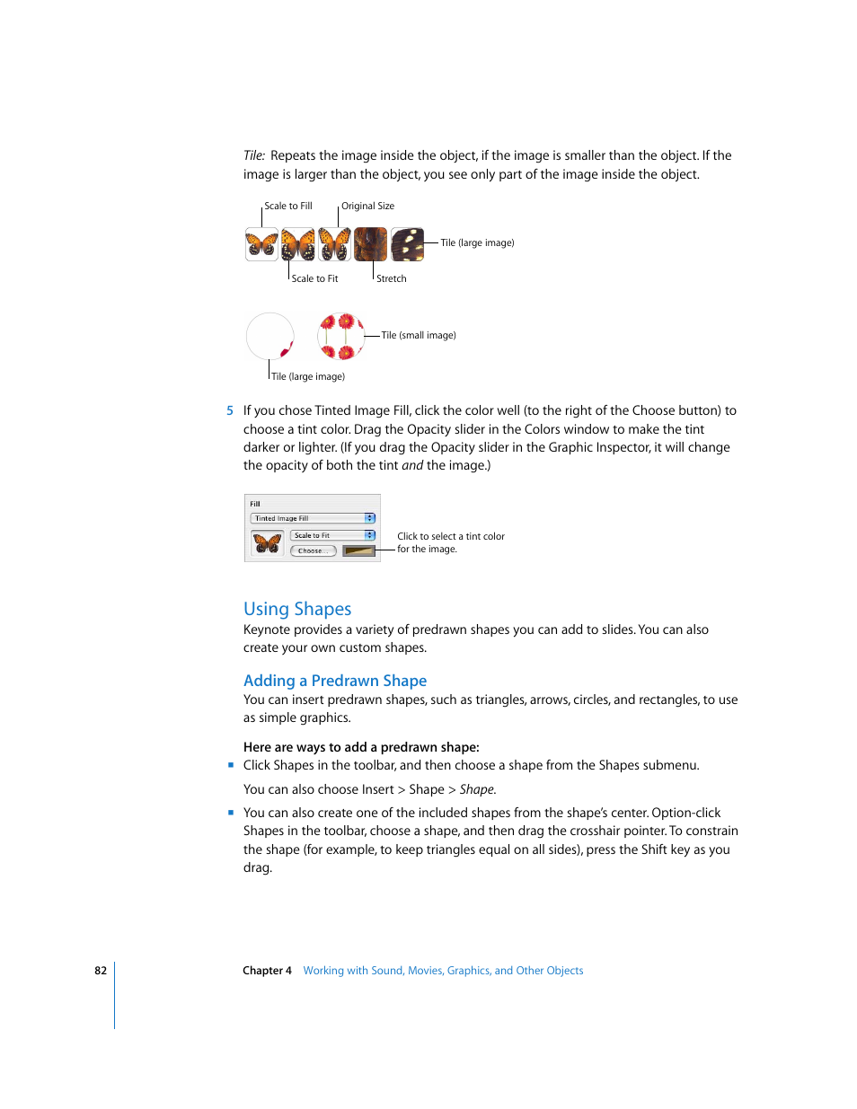 Using shapes, Adding a predrawn shape | Apple Keynote '08 User Manual | Page 82 / 204