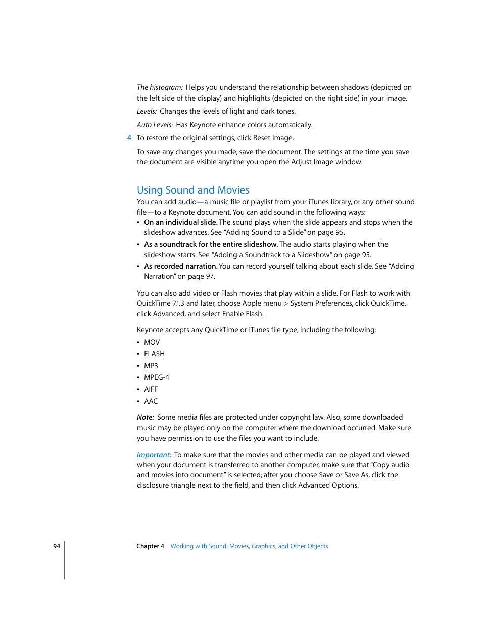 Using sound and movies | Apple Keynote '08 User Manual | Page 94 / 204