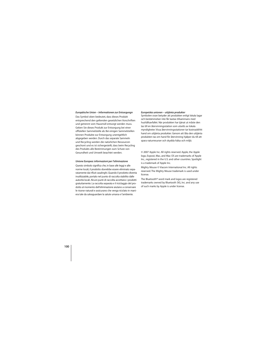 Apple Mighty Mouse (wireless) User Manual | Page 100 / 101