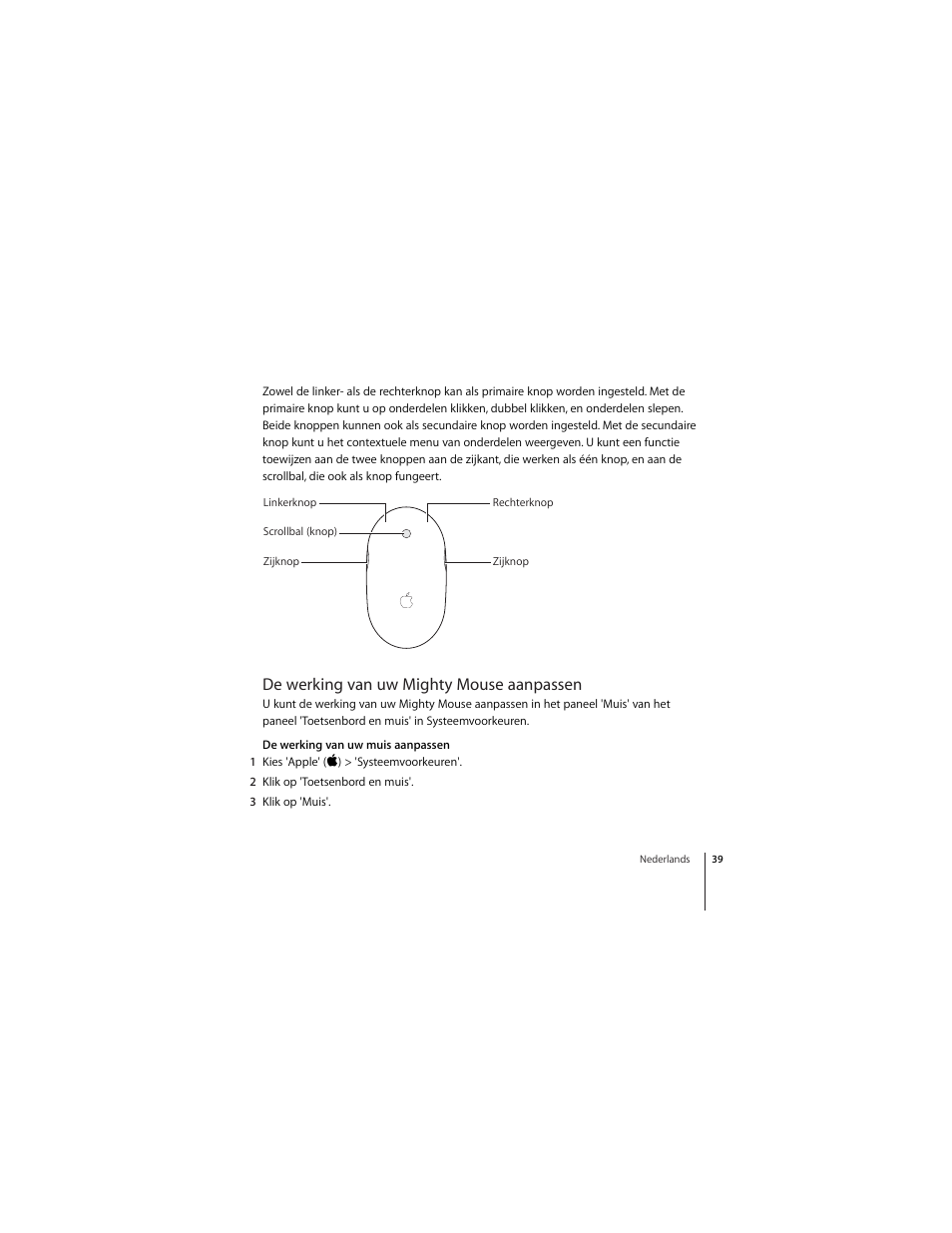 De werking van uw mightymouse aanpassen, De werking van uw mighty mouse aanpassen | Apple Mighty Mouse (wireless) User Manual | Page 39 / 101