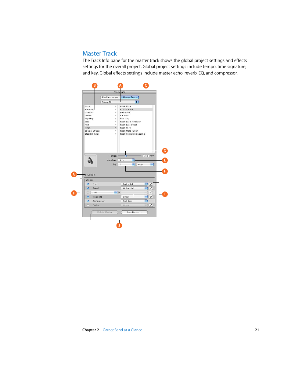 Master track | Apple GarageBand '08 User Manual | Page 21 / 102