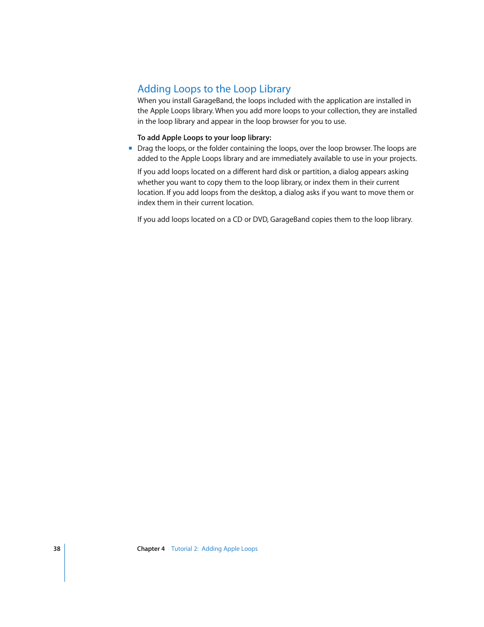 Adding loops to the loop library | Apple GarageBand '08 User Manual | Page 38 / 102