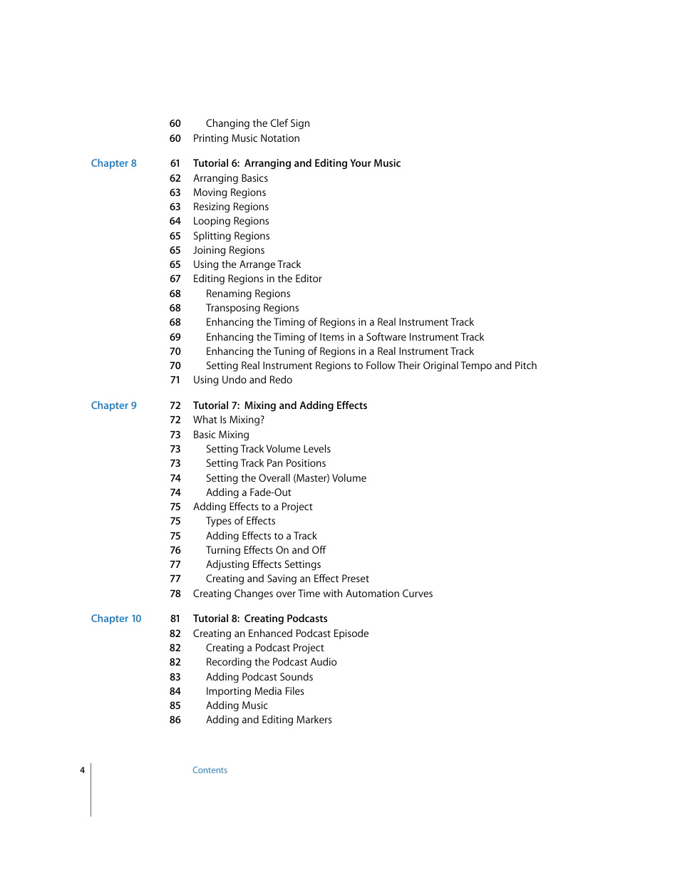 Apple GarageBand '08 User Manual | Page 4 / 102