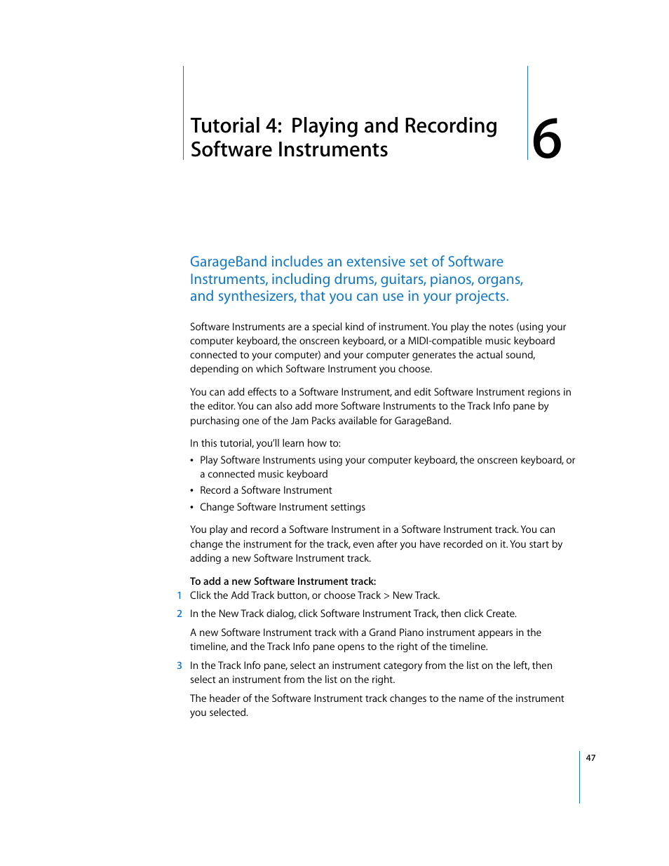 Chapter 6 | Apple GarageBand '08 User Manual | Page 47 / 102