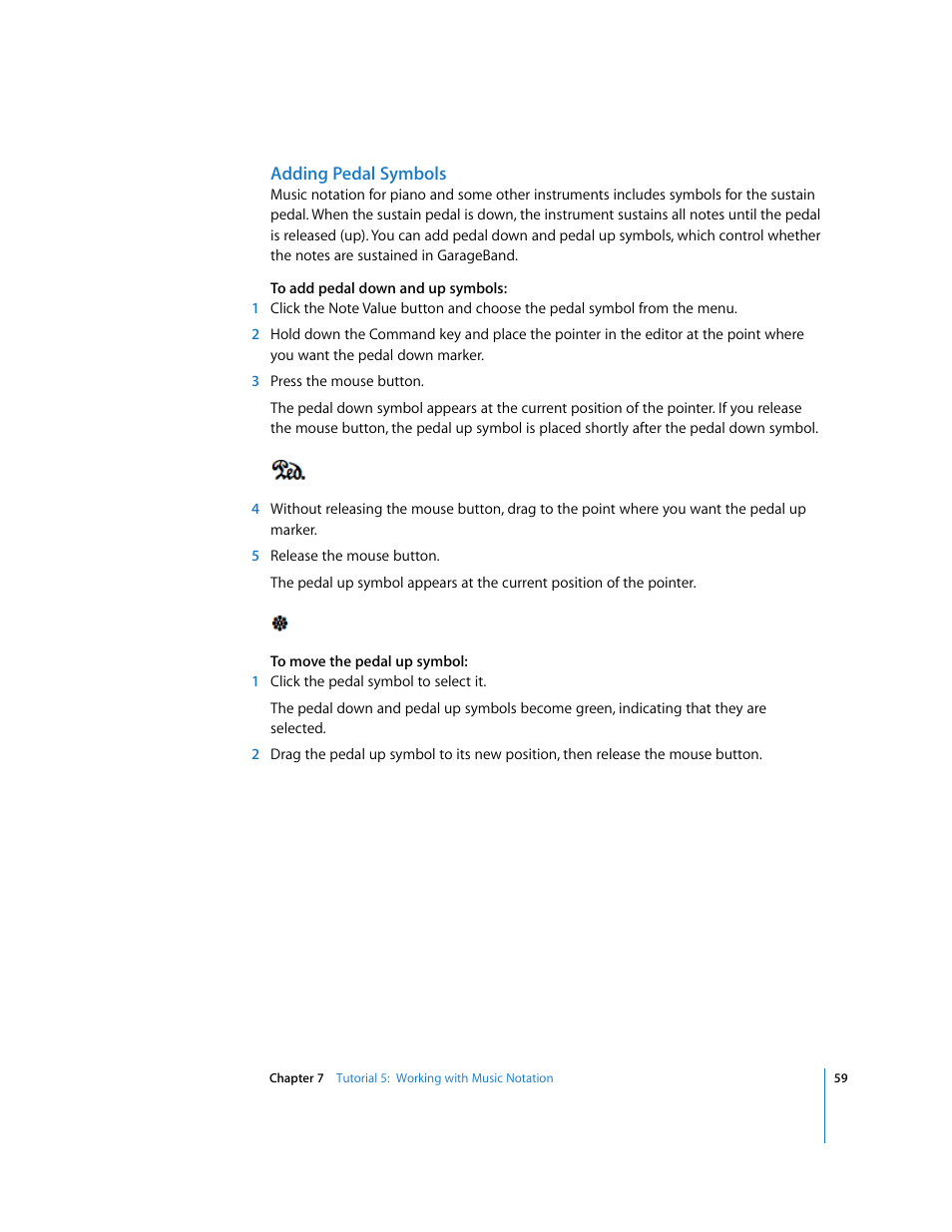 Adding pedal symbols | Apple GarageBand '08 User Manual | Page 59 / 102