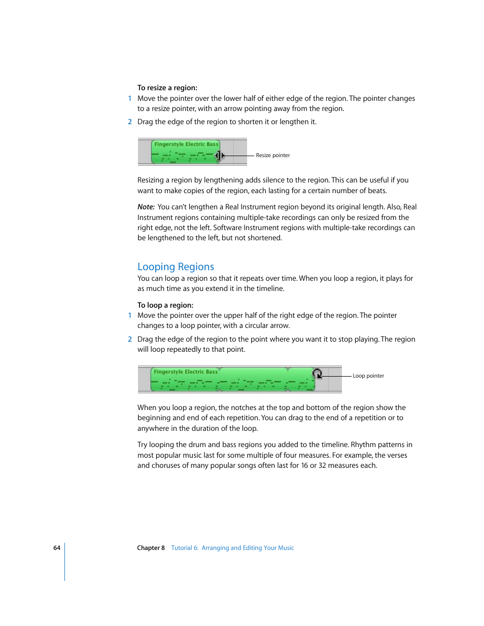 Looping regions | Apple GarageBand '08 User Manual | Page 64 / 102