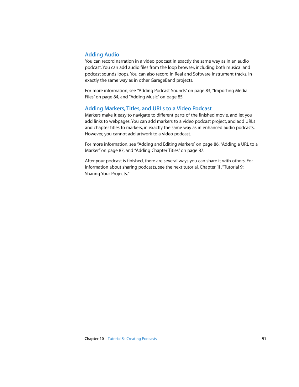 Adding audio | Apple GarageBand '08 User Manual | Page 91 / 102