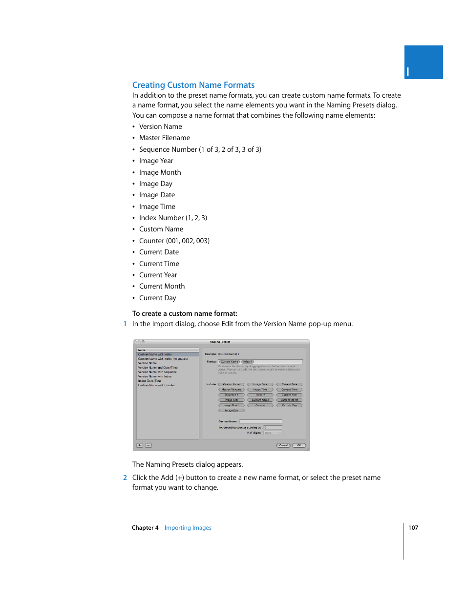 Creating custom name formats | Apple Aperture User Manual | Page 107 / 476