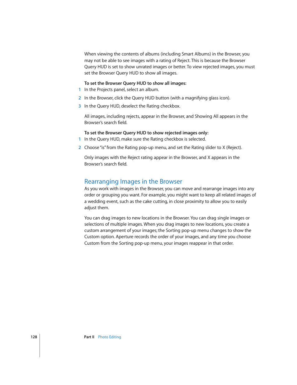 Rearranging images in the browser, P. 128) | Apple Aperture User Manual | Page 128 / 476