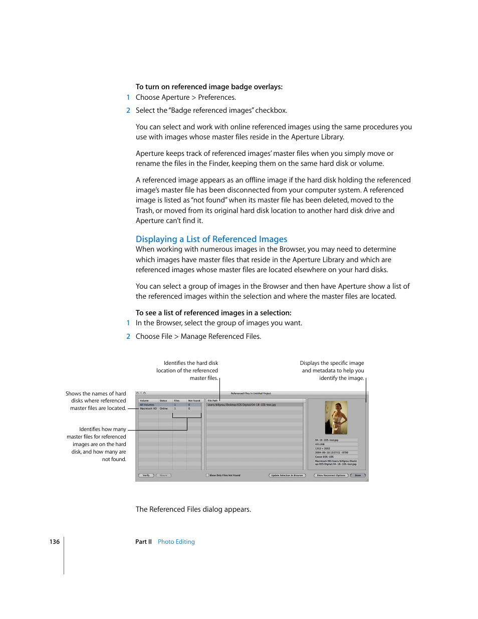 Displaying a list of referenced images | Apple Aperture User Manual | Page 136 / 476