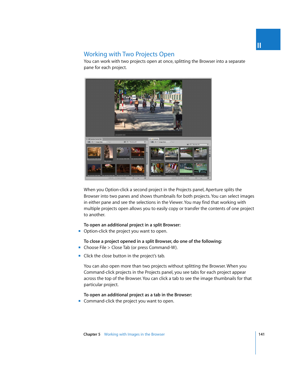 Working with two projects open, P. 141) | Apple Aperture User Manual | Page 141 / 476